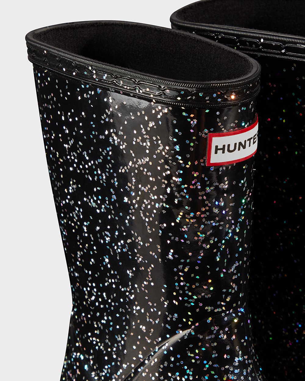 Hunter Niños Original First Giant Glitter - Botas de Lluvia Negras - 603-RSJGAL